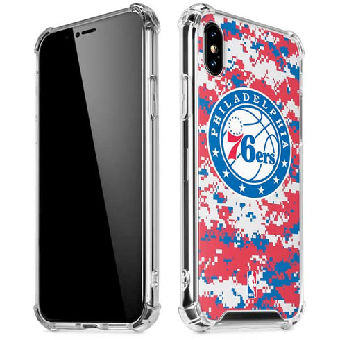 NBA Philadelphia 76ers Red Digi Camo iPhone XS Max Clear Case